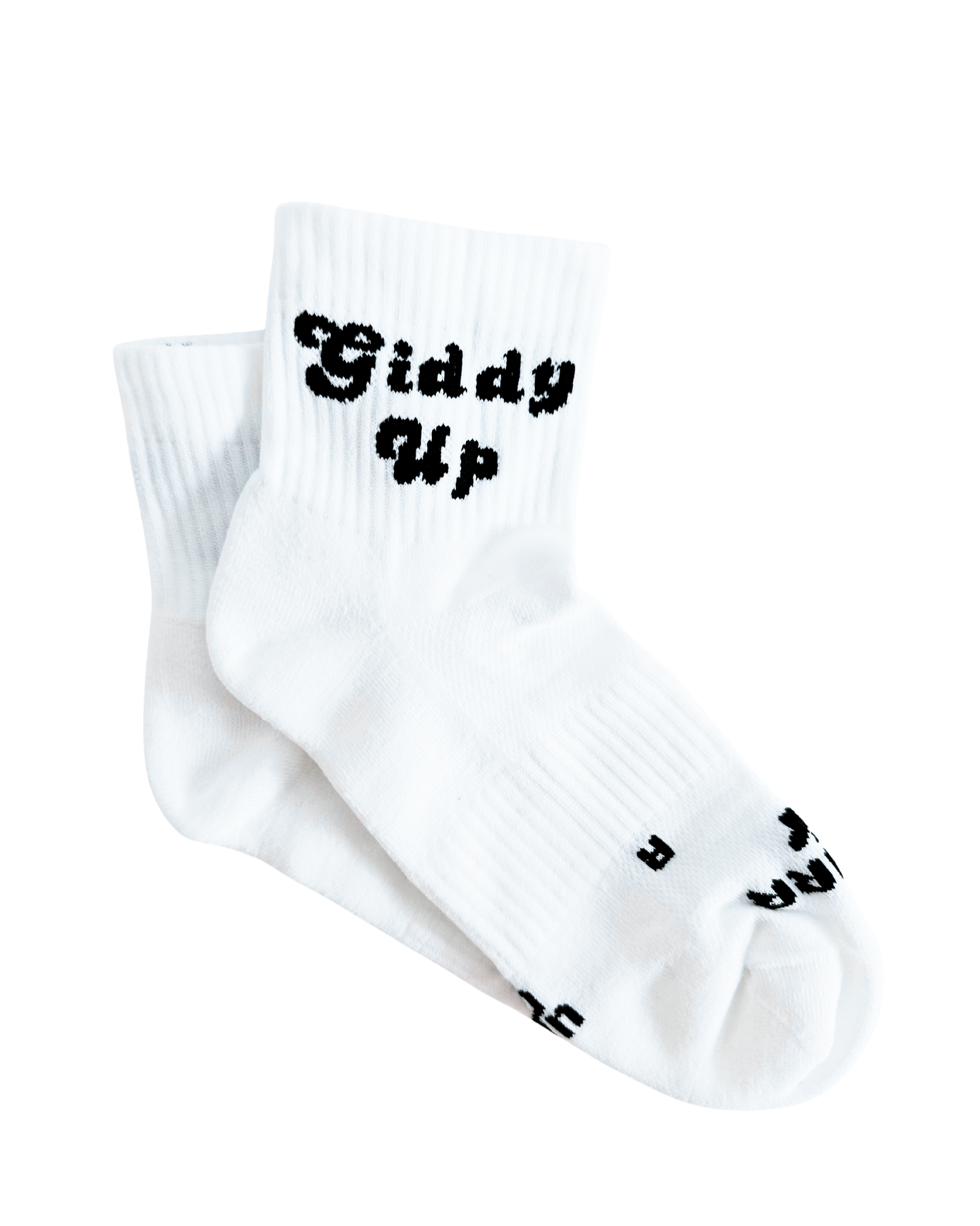 Image of the Pairr socks in style Giddy Up with white colour, black ribbed cuff