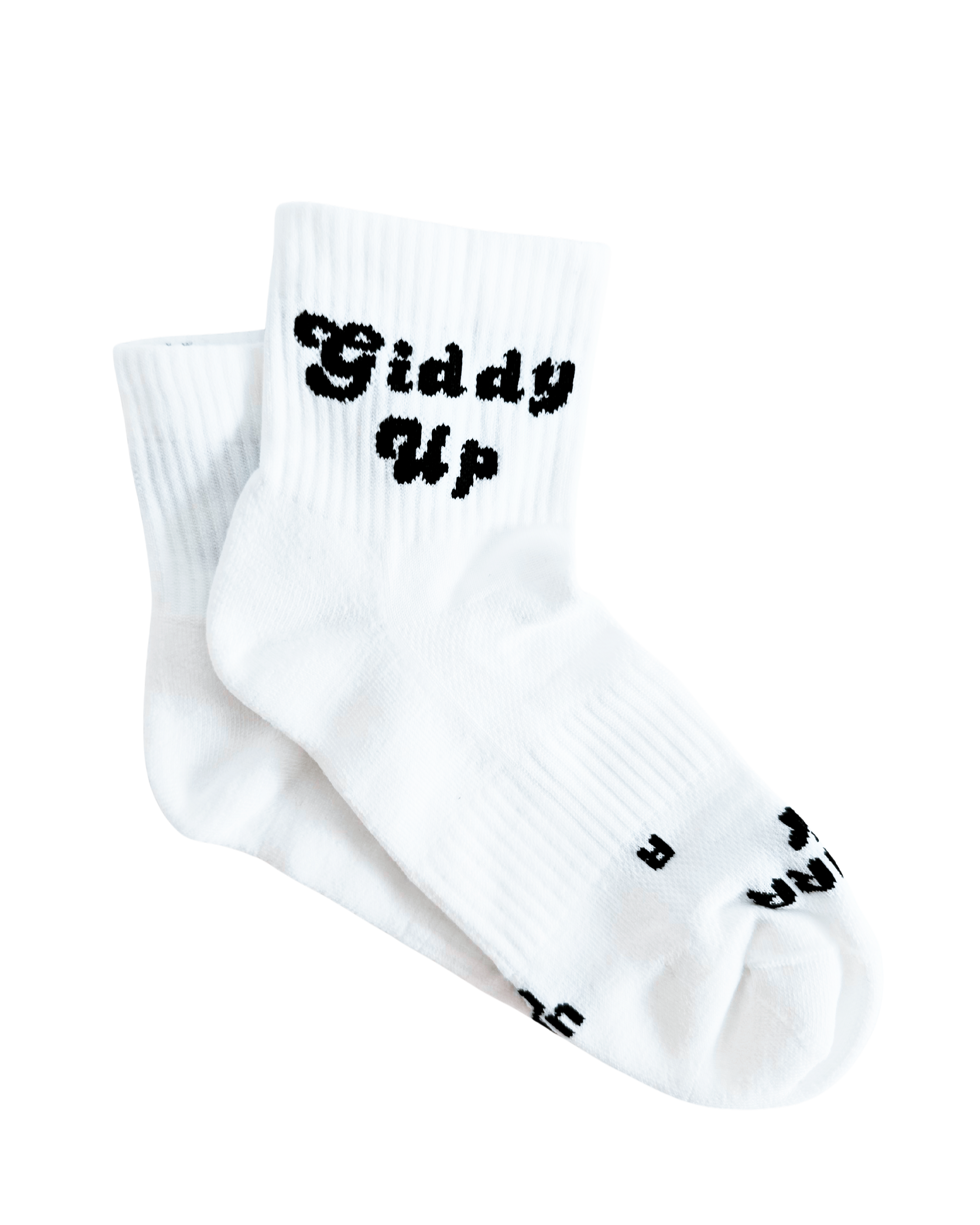 Image of the Pairr socks in style Giddy Up with white colour, black ribbed cuff
