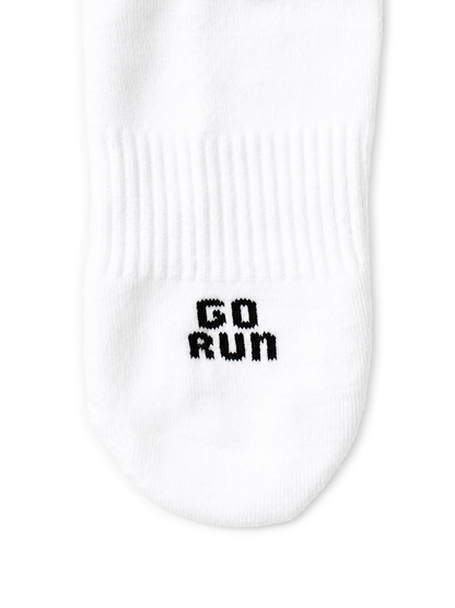 Bottom view of PAIRR GIDDY UP white technical running sock