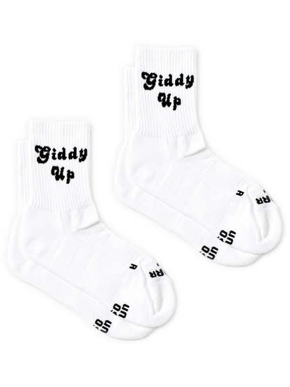 PAIRR GIDDY UP white polypropylene performance running socks
