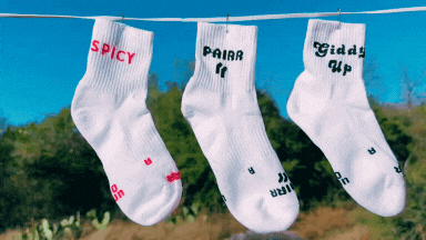 Image of Pairr socks with spicy, the OG Pairr, and Giddy Up